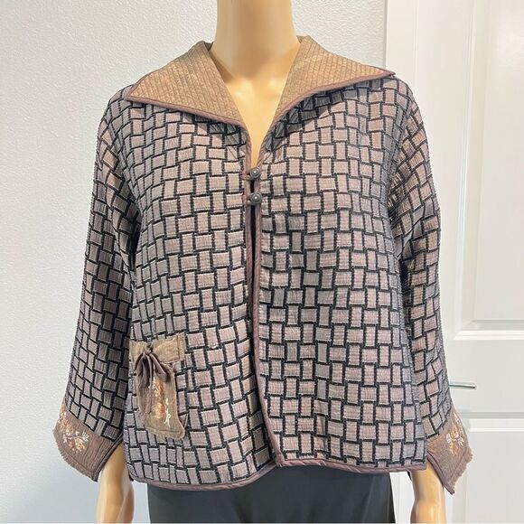 Exotic Designer Art To Wear Exquisite Asian Style Vintage Overcoat Jacket Size S - Picture 10 of 10